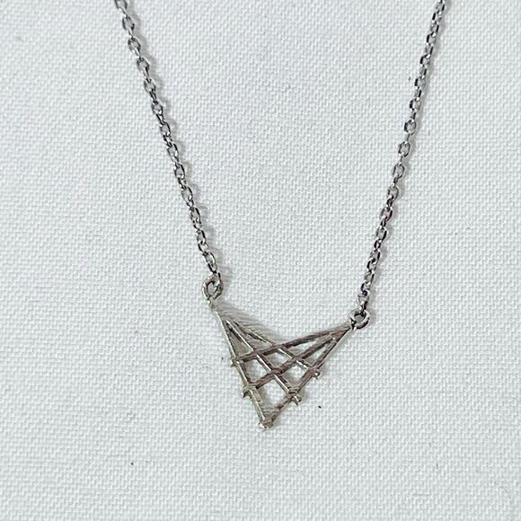 Vintage Alchemia Modern Silver Tone Necklace Geometric Shape Jewelry 8" - Picture 3 of 5